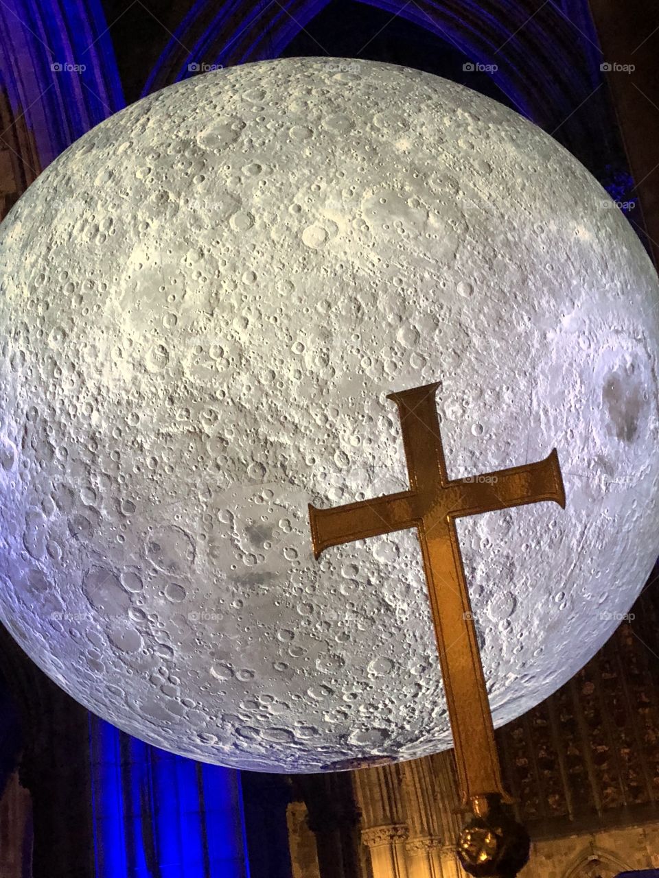 This beautiful moon art installation travelled the country and was seen in this particular instance in a beautiful Minster in Yorkshire. Seeing this gorgeous and stunning sculpture up close was a sight to behold