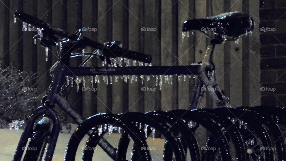 Ice storm bike, frozen bike