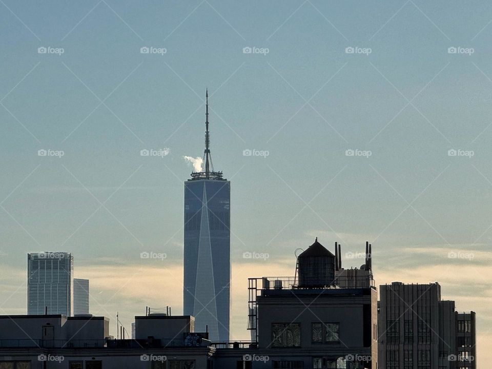 Rooftop view of One World Trade Center in New York 