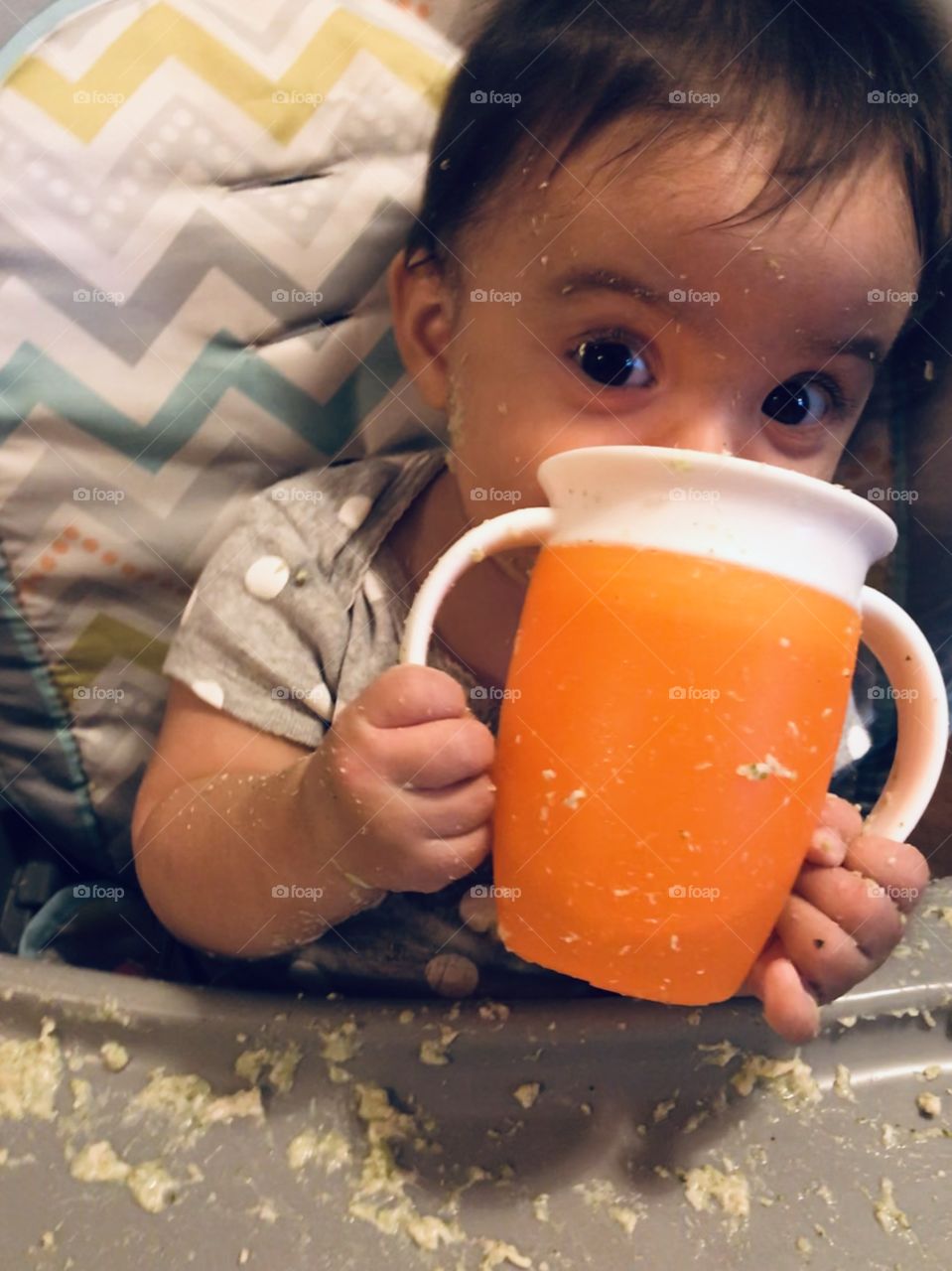  Baby learning to eat and drink