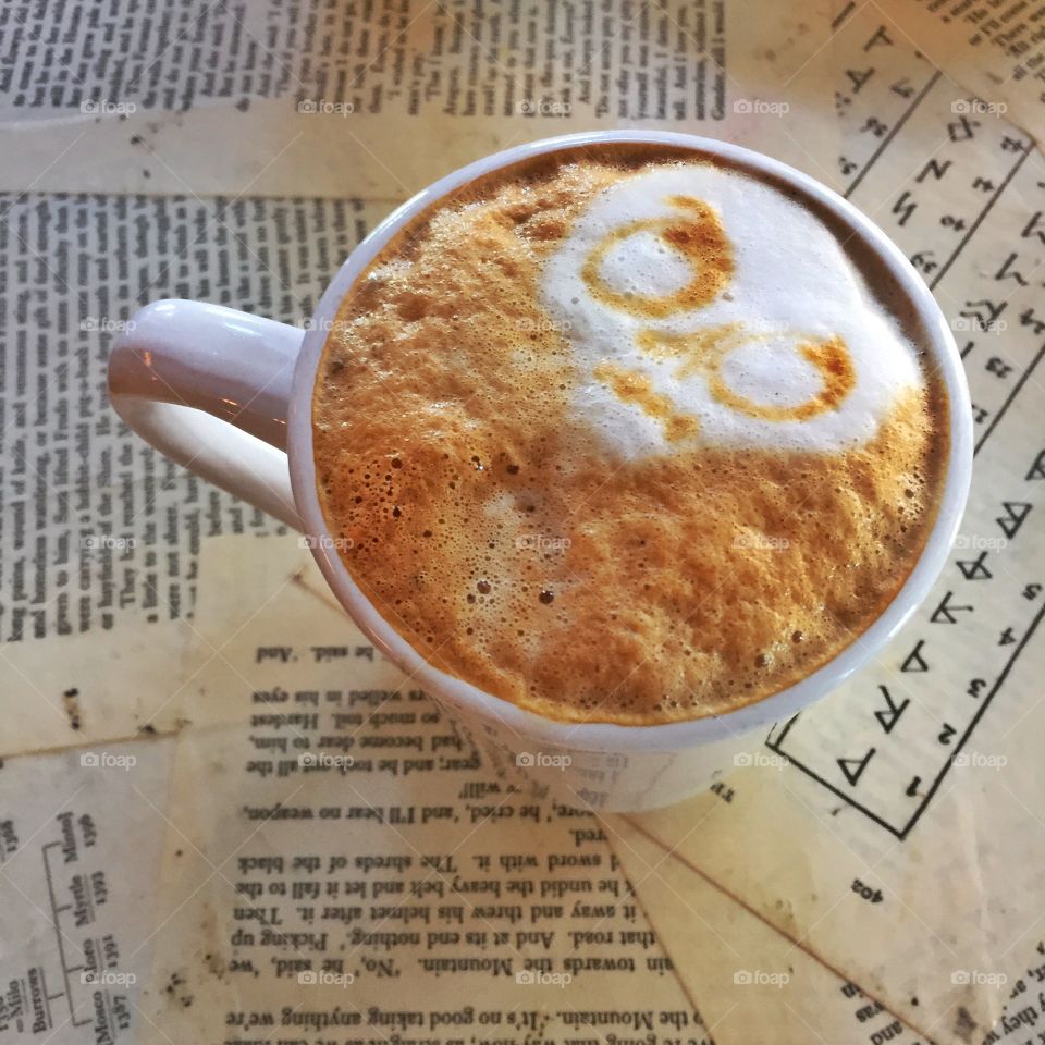 Coffee art. A skull in a latte.  