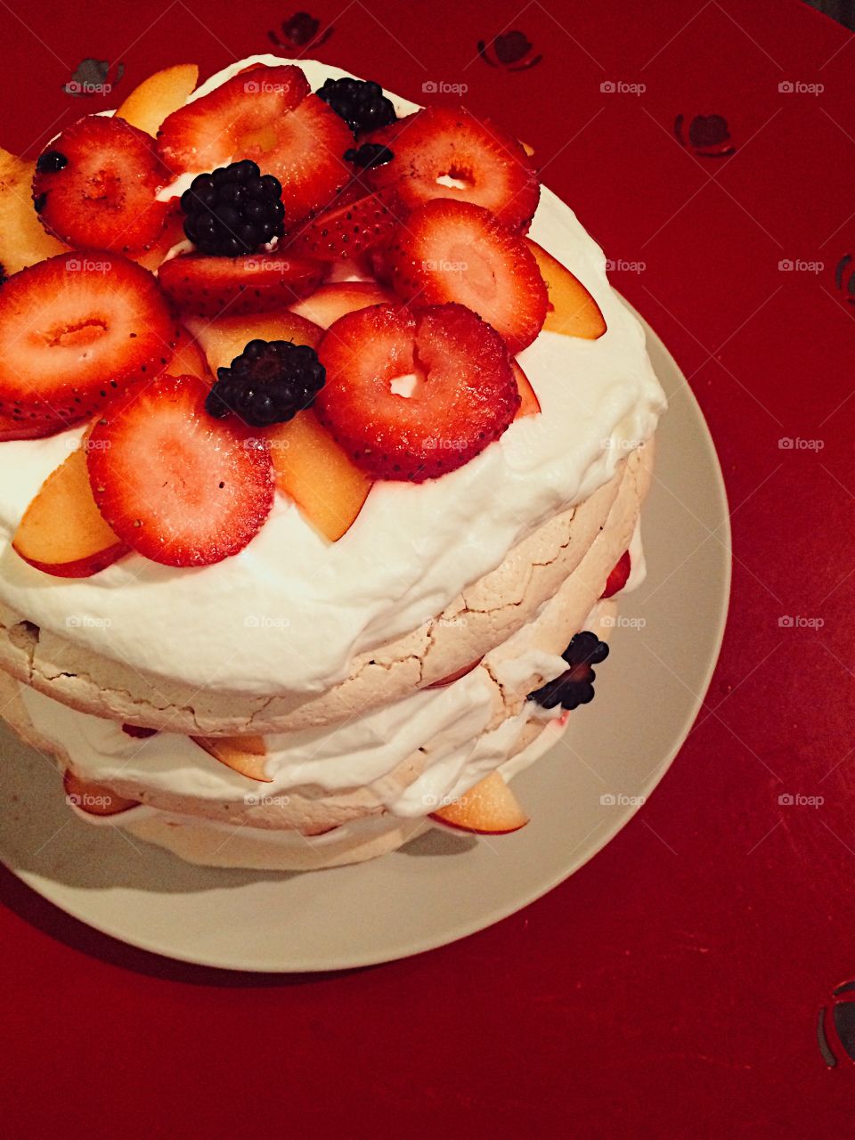 Red berry layered cake