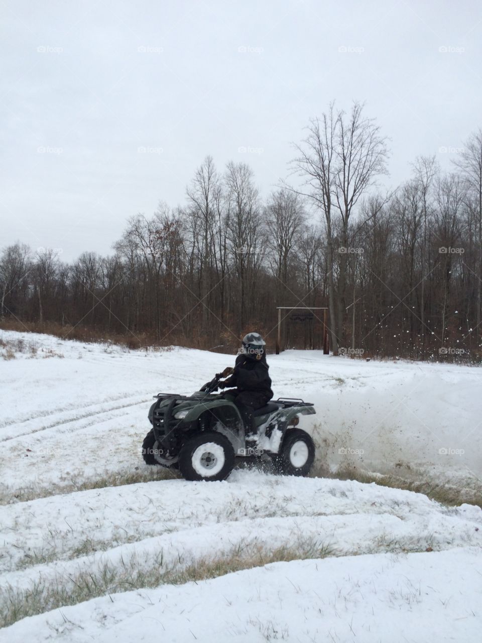 ATV riding in winter