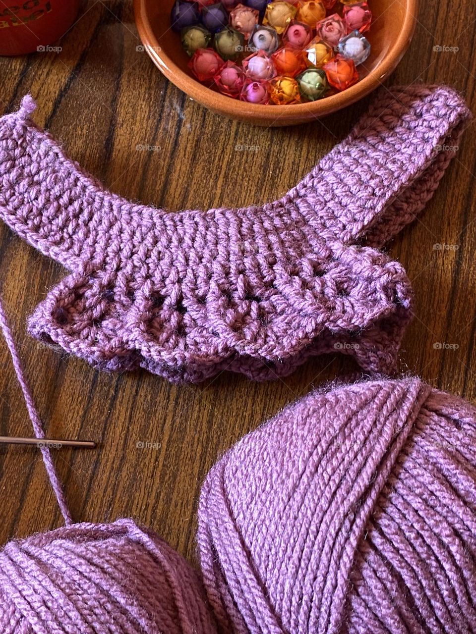 Making handmade woolen clothes 