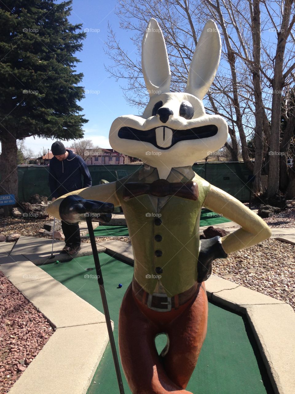 Down the Rabbit Hole. A rabbit statue at Hitt's Miniature Golf in Colorado Springs, CO