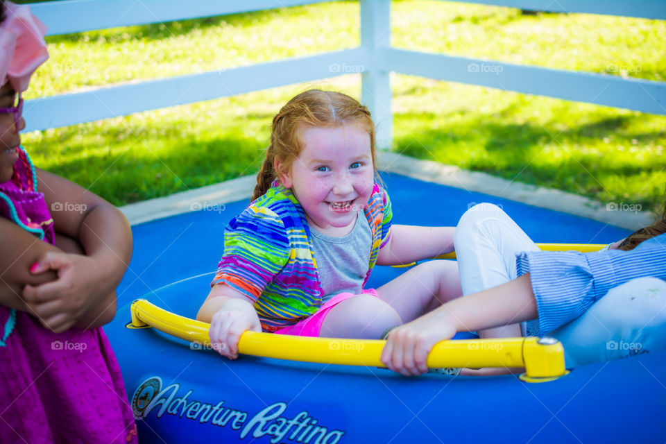 Girls Playing at the Park on a Raft 4