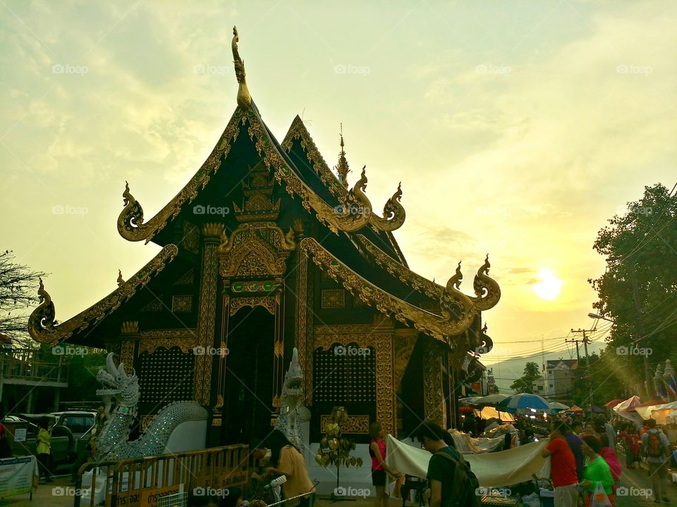 Thai temple.. Thai temple in evening.