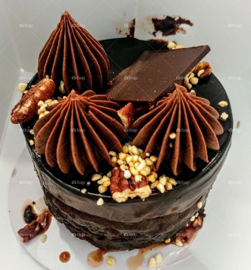 A delicious chocolate, dessert.
