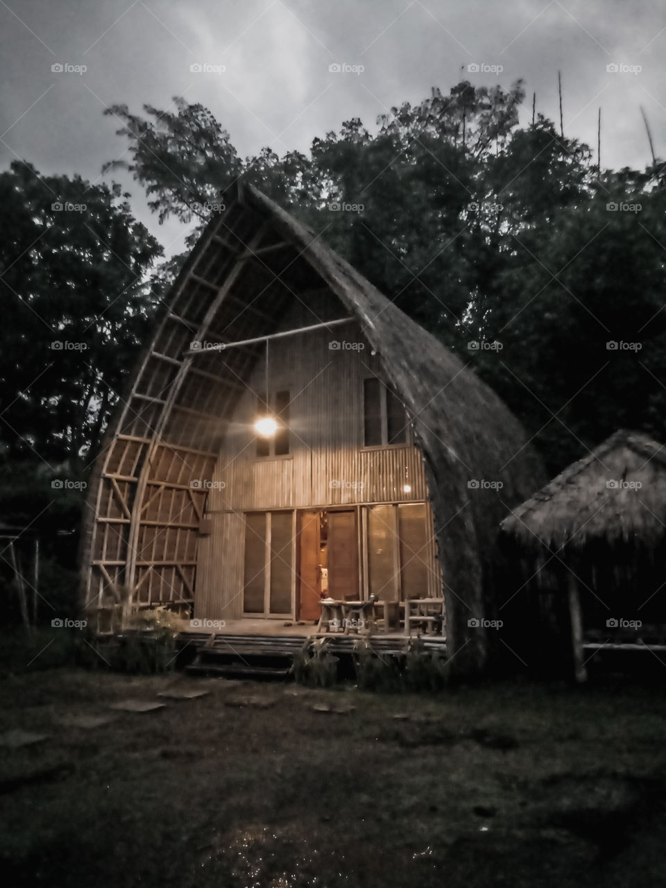 The yogyakarta bamboo house is a residential building with bamboo from the entire building