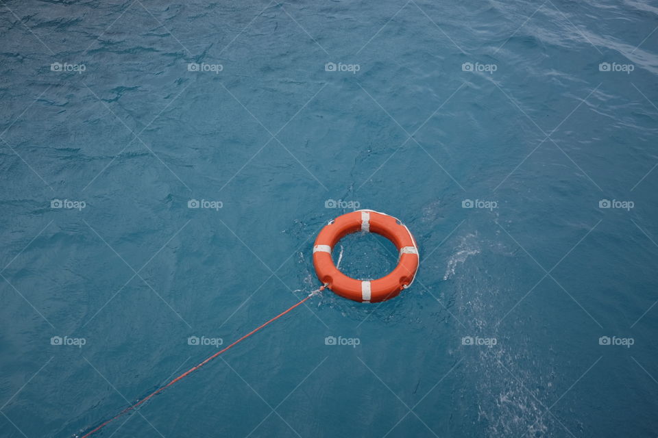 Life buoy in the middle of the sea