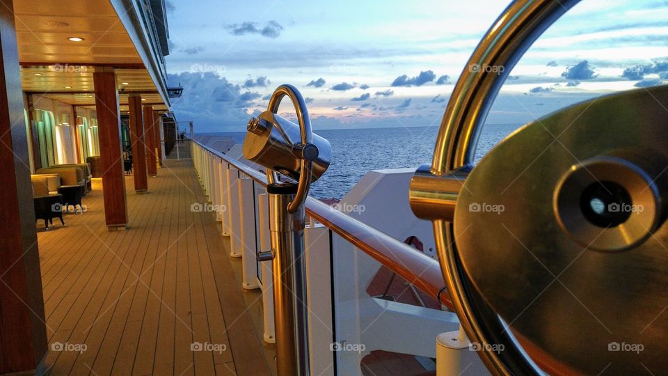 Binoculars on a Cruise Ship Deck