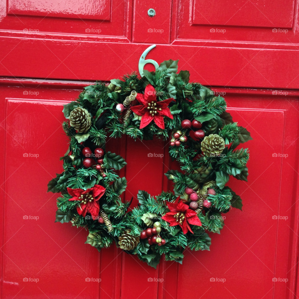 red christmas door holiday by mparratt