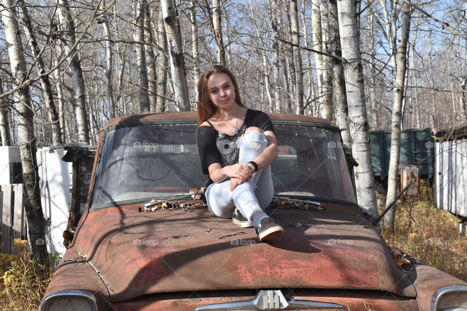 Girl on the farm posing 