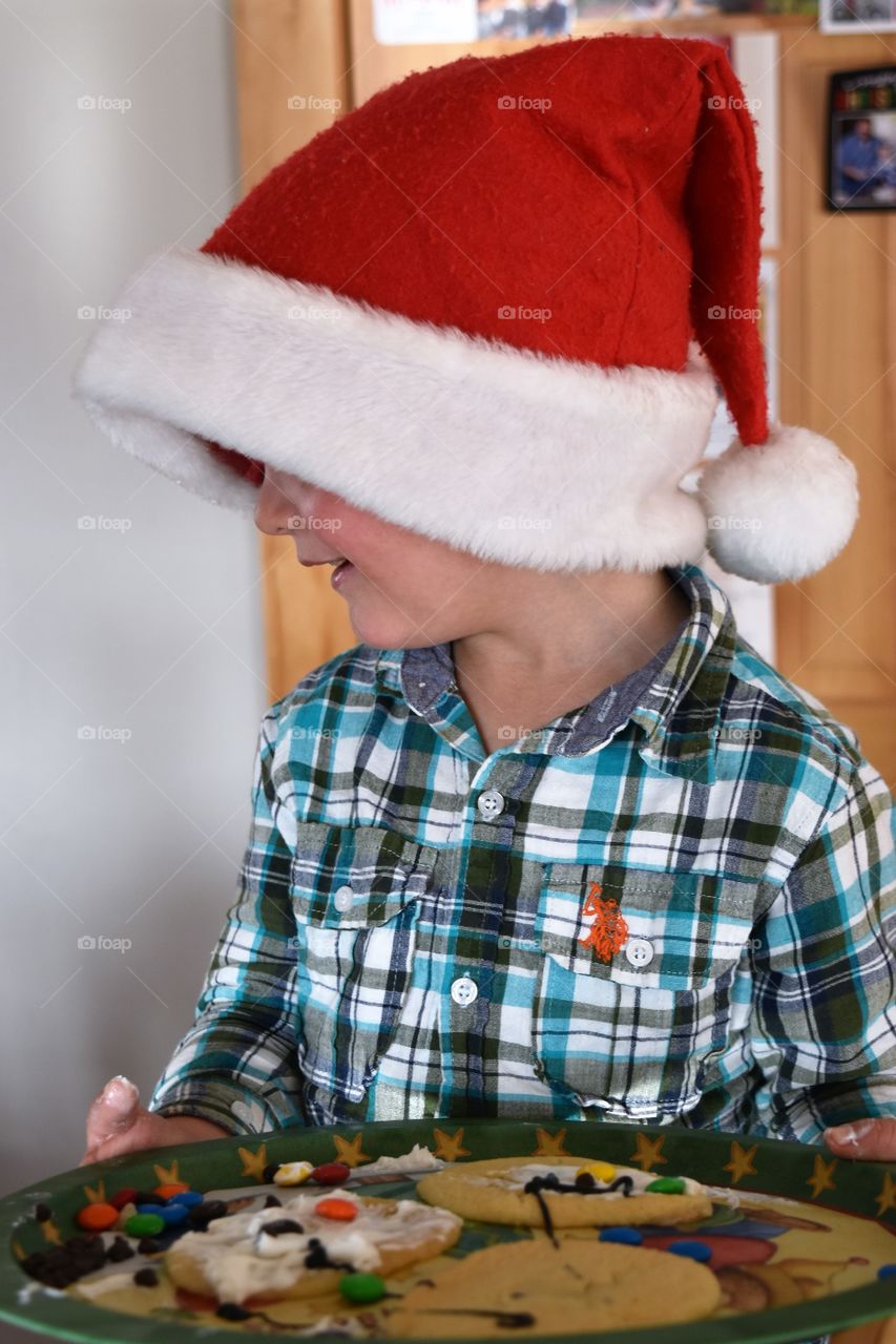 boy with cookie plate