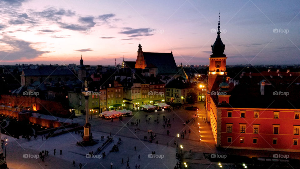 Night view on the Warsaw Old town
