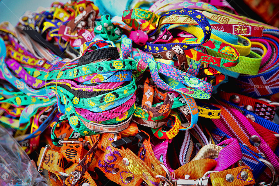 Close-up of multi coloured ribbons