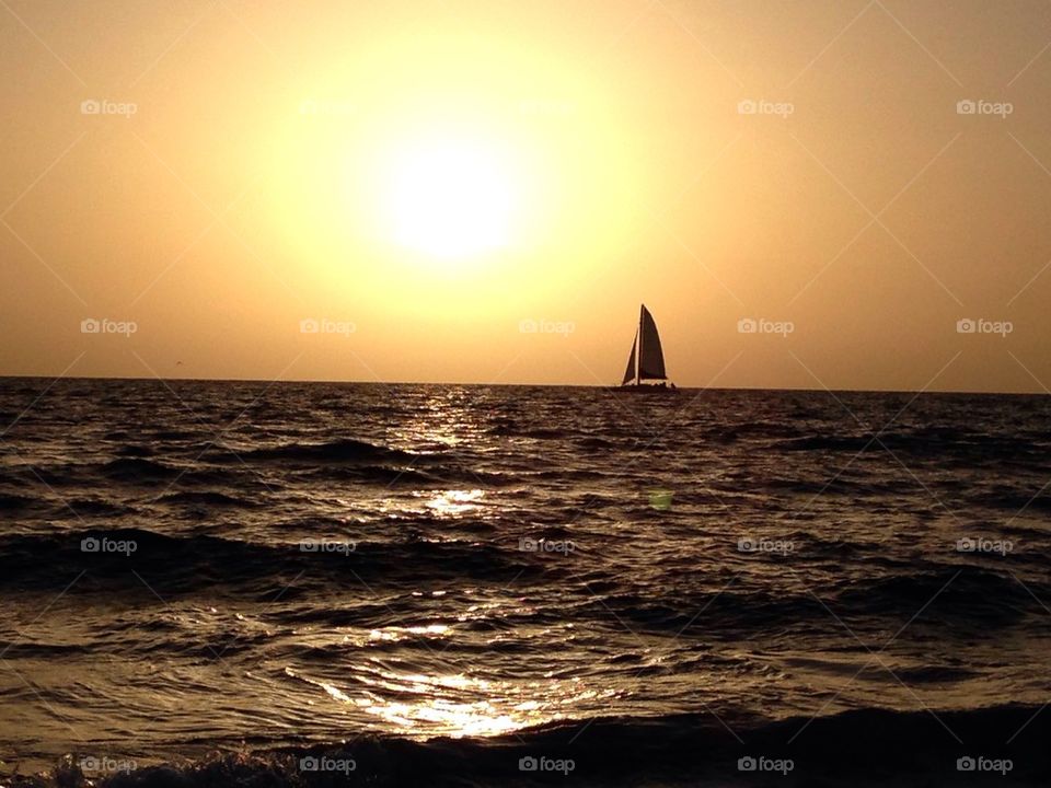 Sailboat at sunset