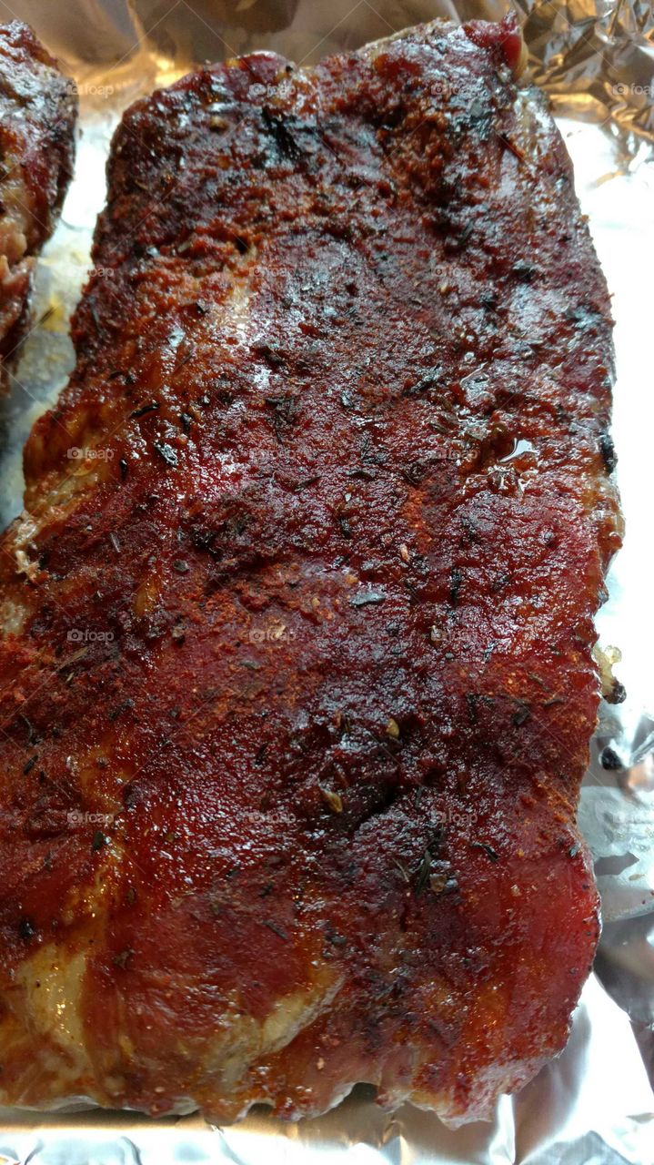 Smoked BBQ ribs, yum.