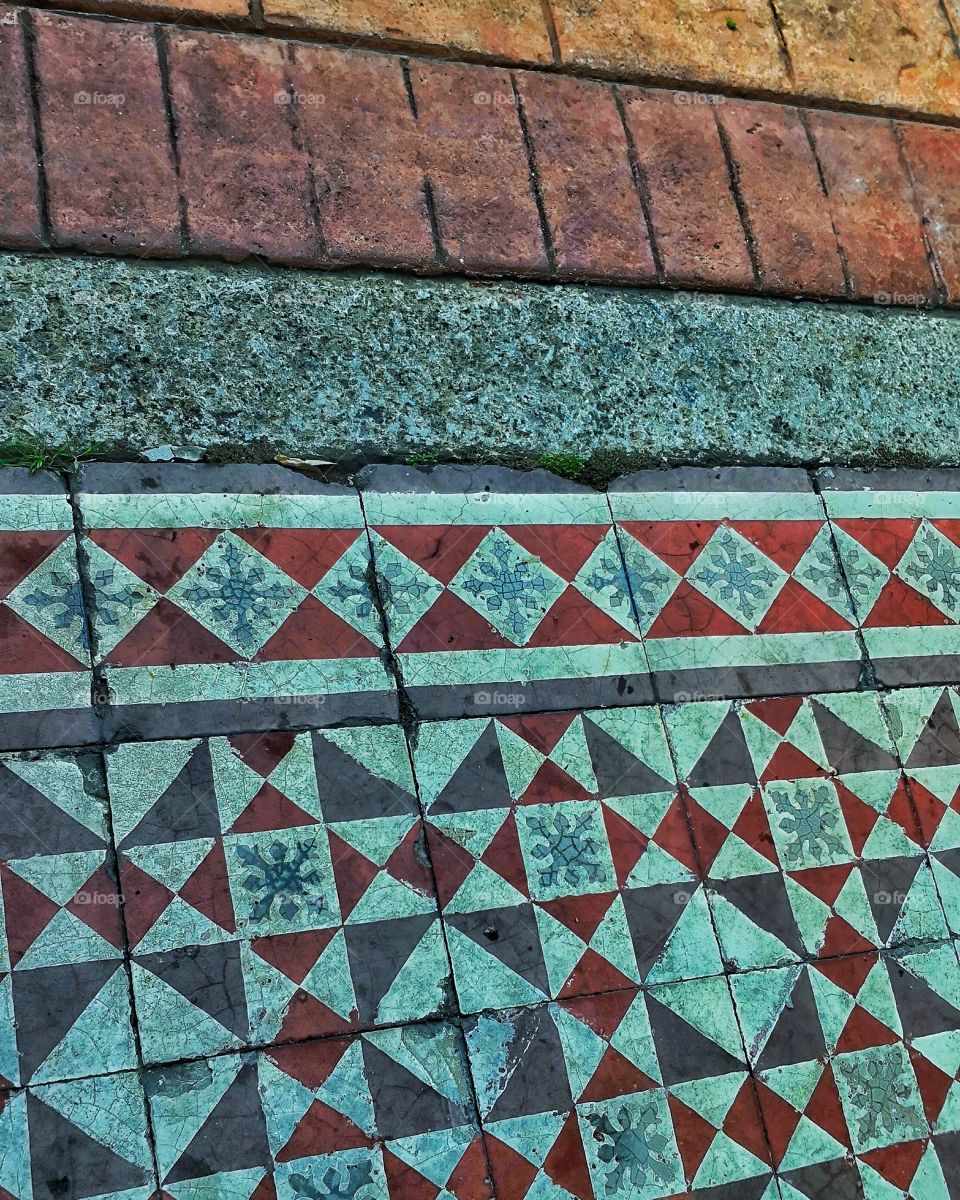 Old vintage floor tiles