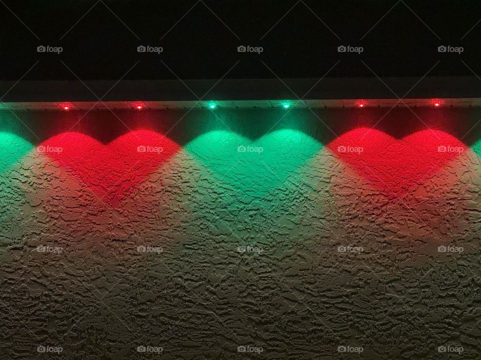 Red and green colored lights.