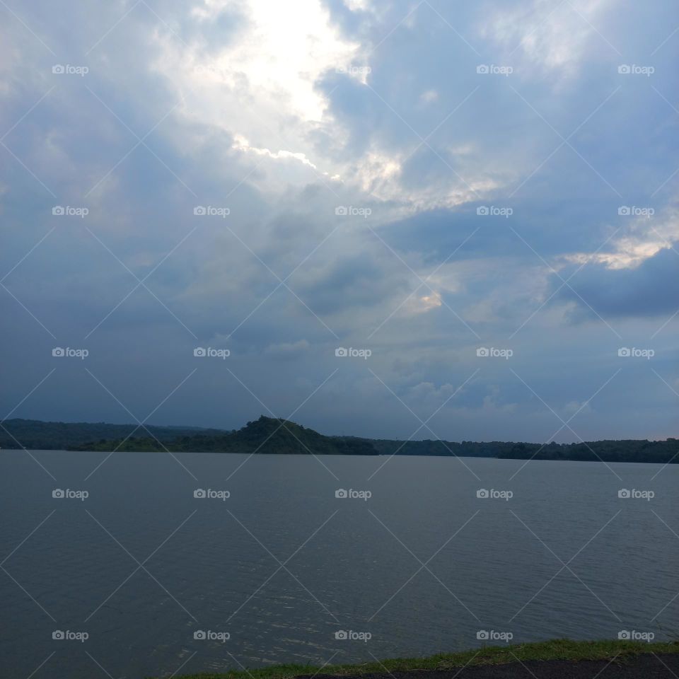 Beautiful view of the lakeside in the evening