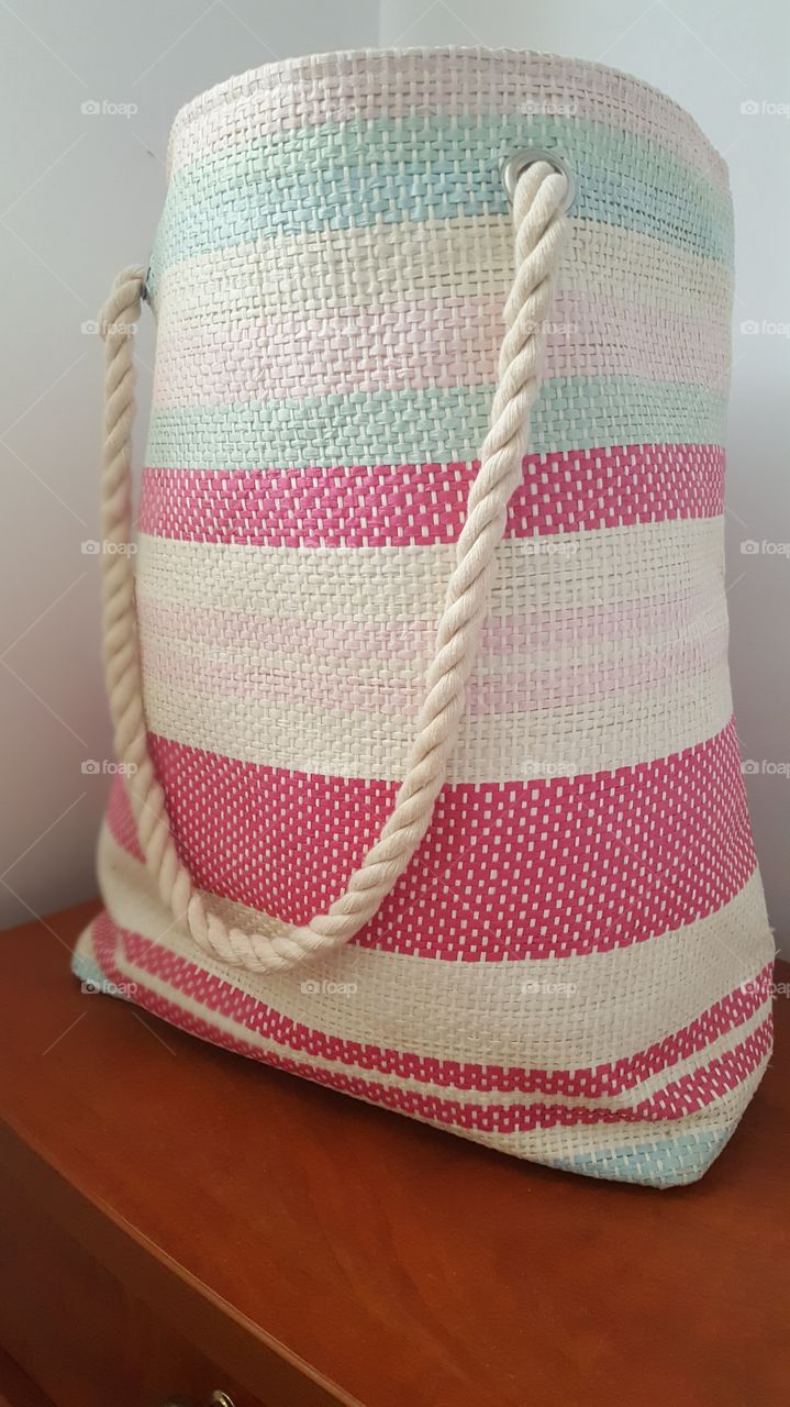 A pink beach bag