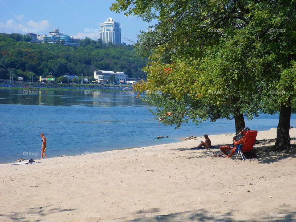 city ​​beach at Hydropark in the city of Kiev, summer 2017