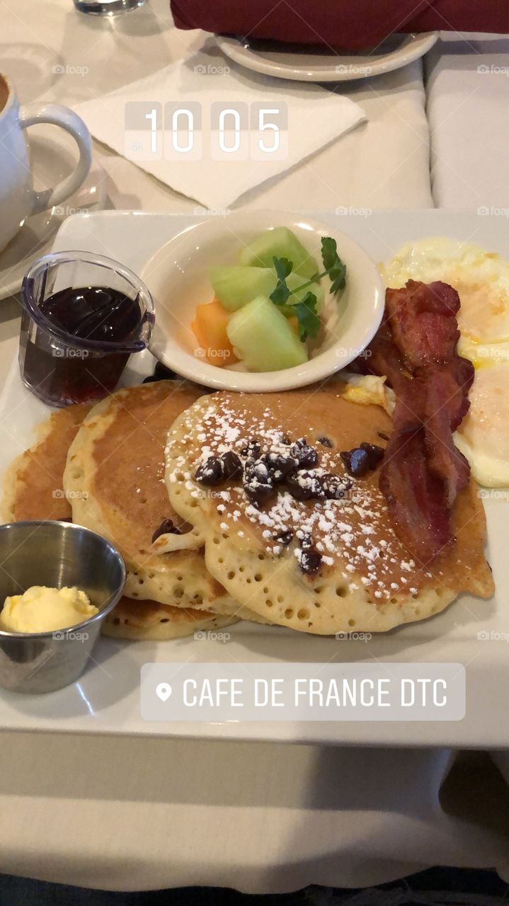 Delicious breakfast at Cafe de France in Denver Colorado with lots of selection 