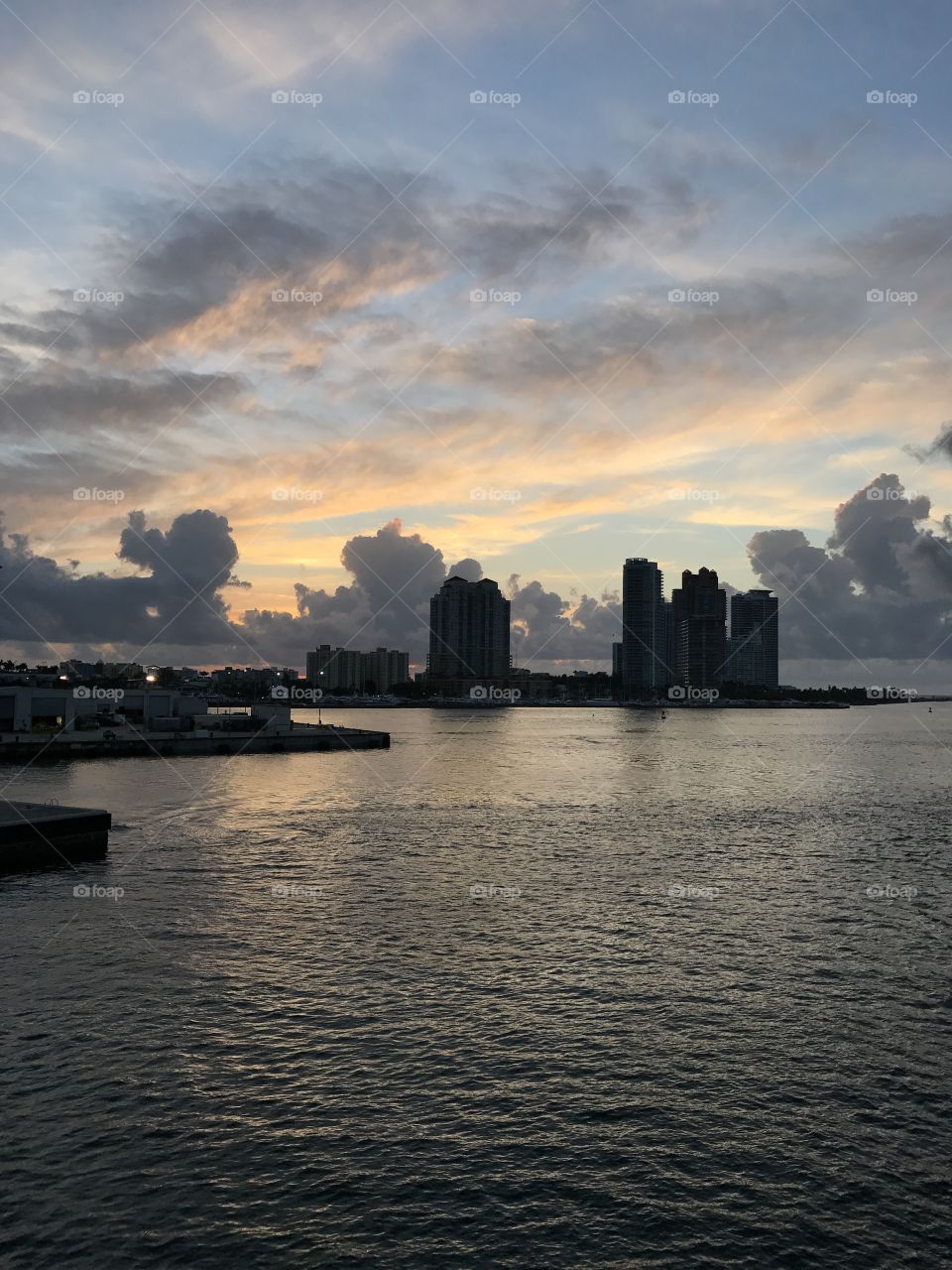 Port of Miami Beach at sunrise 