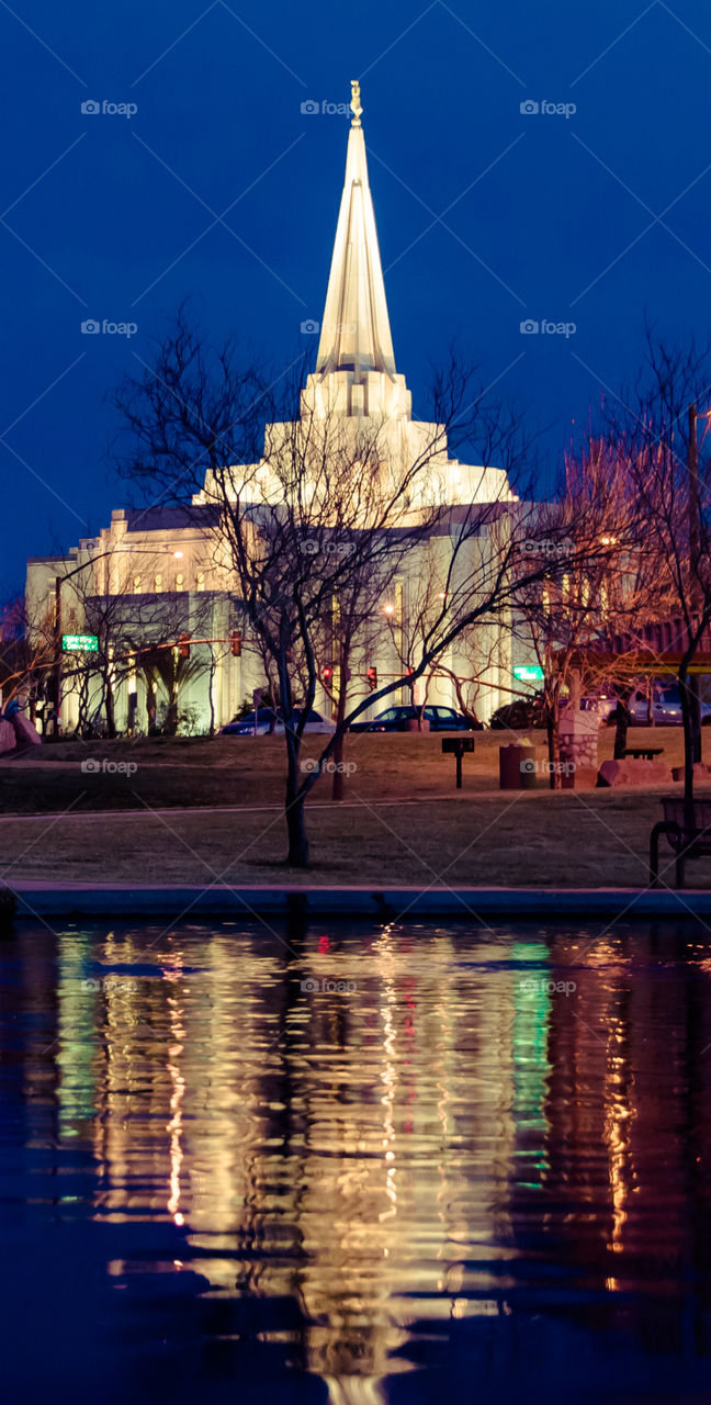 Gilbert LDS Temple in Gilbert, Arizona as seen from Discovery Park