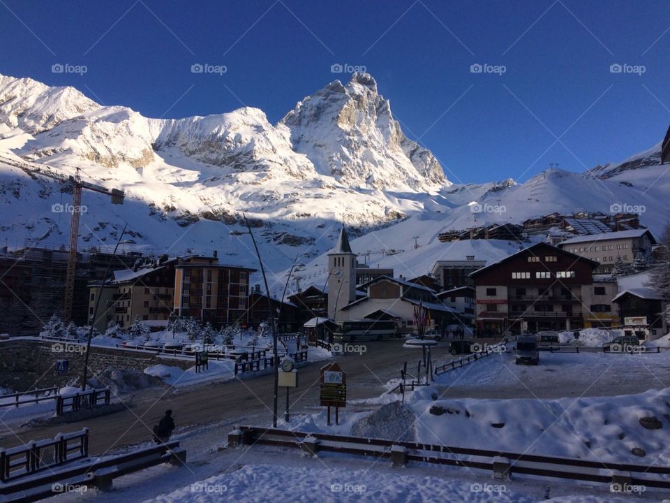 A view to Cervinia Italy and to matternhorn on A sunny day