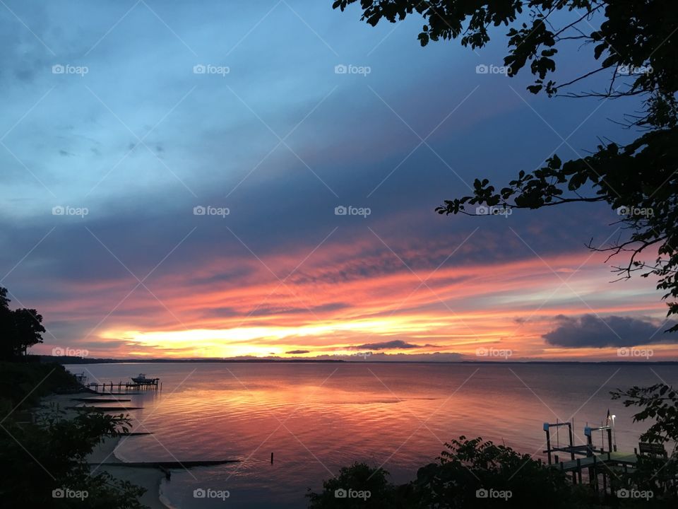 Evening Sunset on the water.