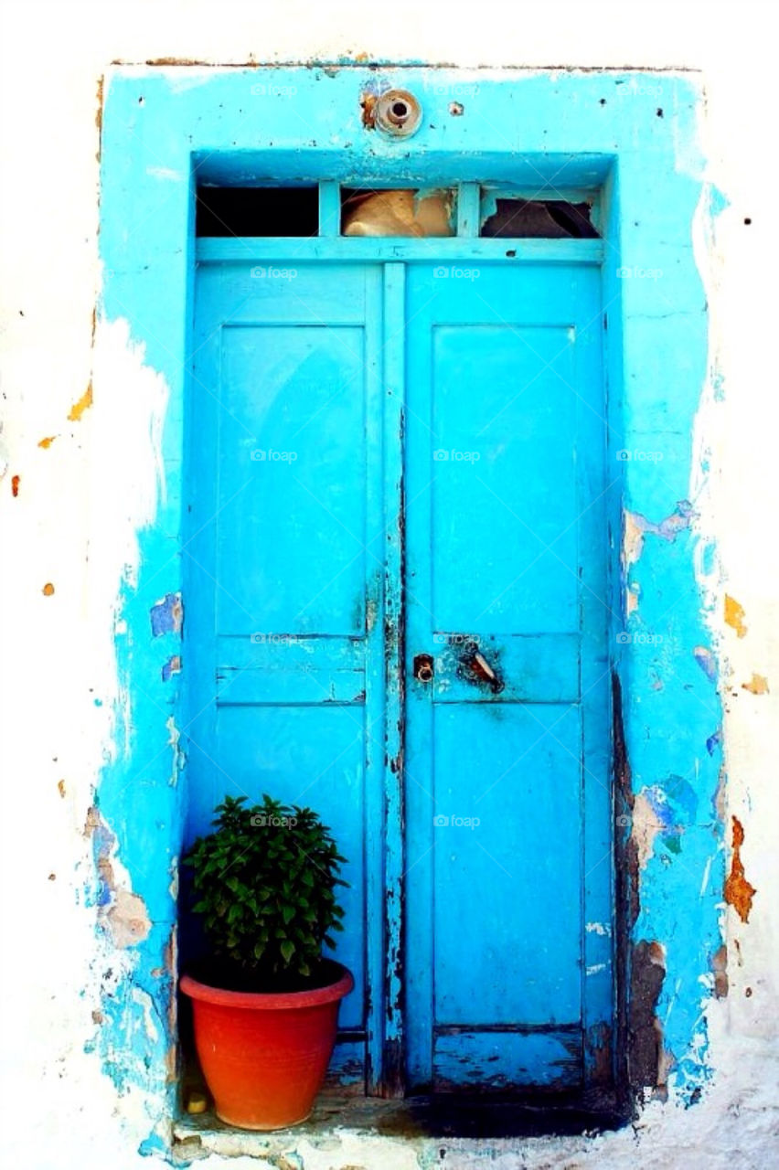 blue house door old by merethe