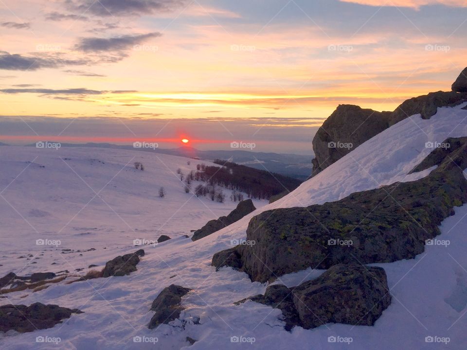 Sunset in winter