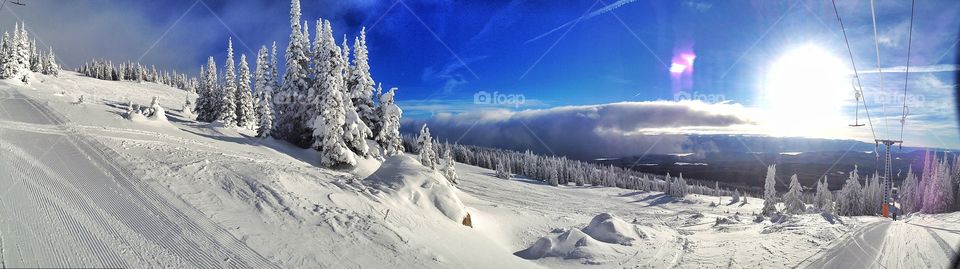 Snowy mountain slope