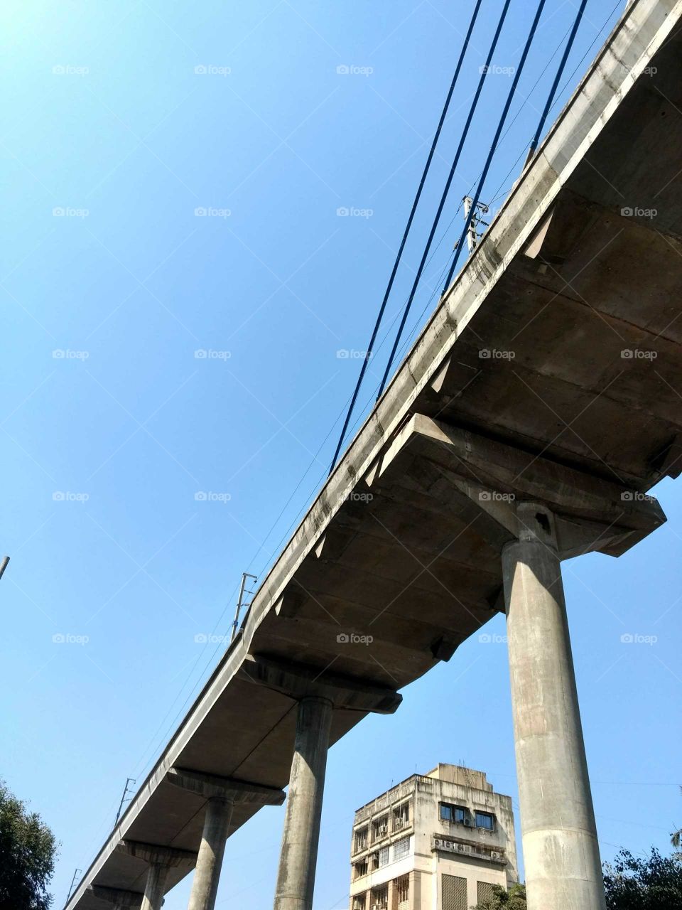 metro bridge with blue sky around