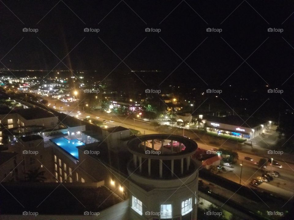 Lights twinkle in Miami at night