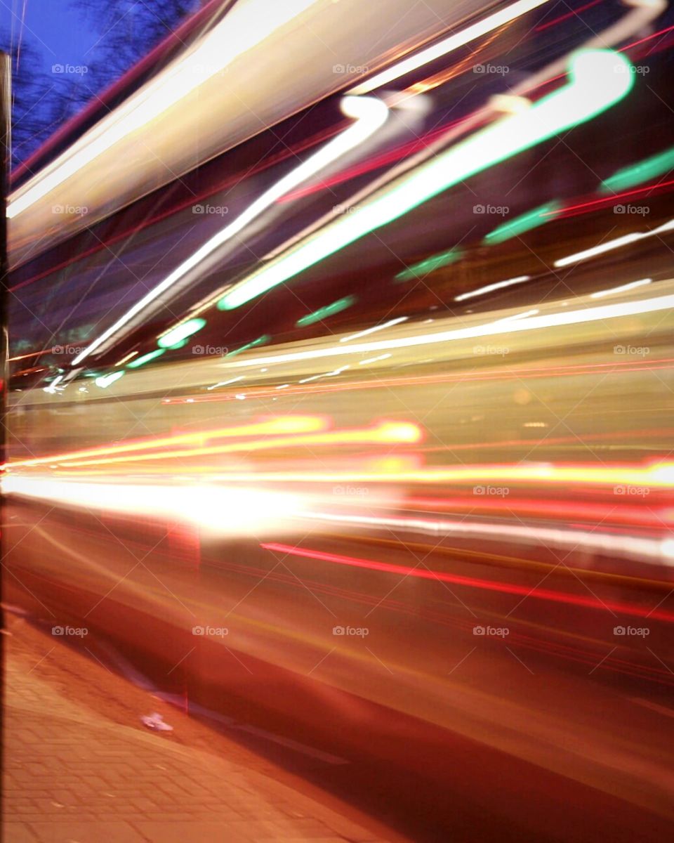 Bus zooming by- London, uk