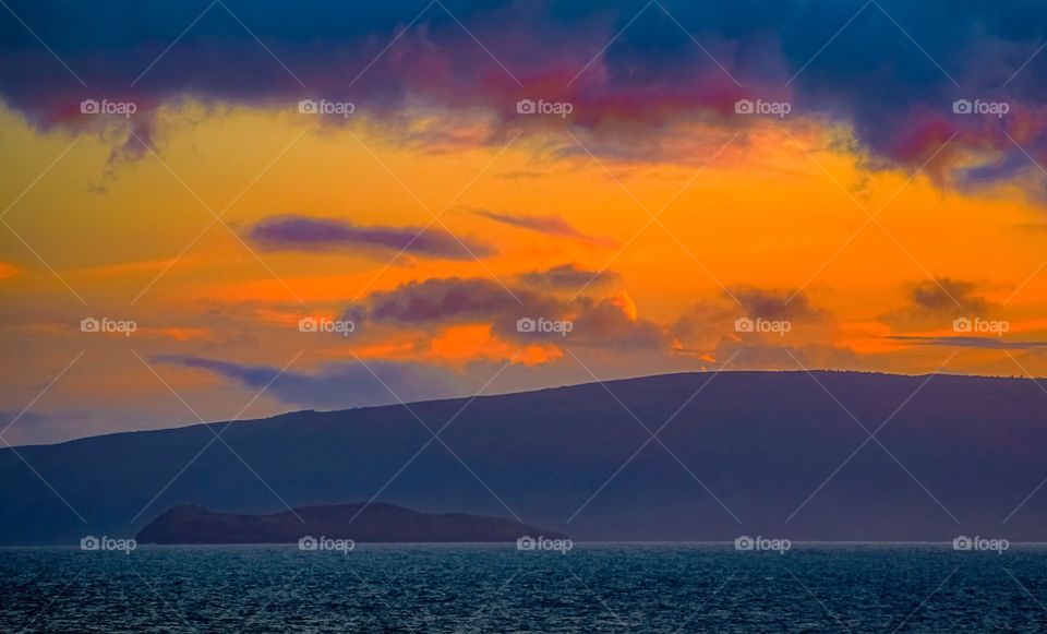 Molokini off the south coast of Maui. Beautiful Sunset photograph