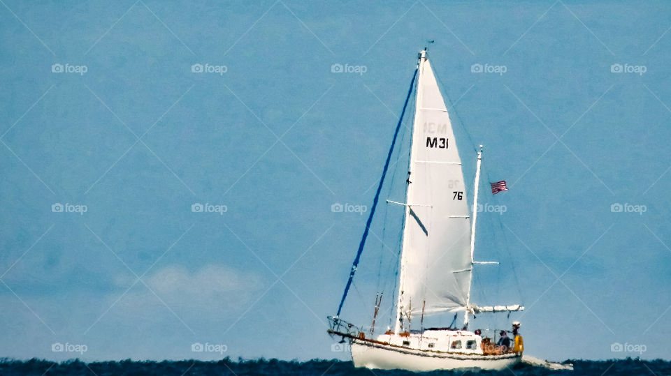 Sailboat on big waters