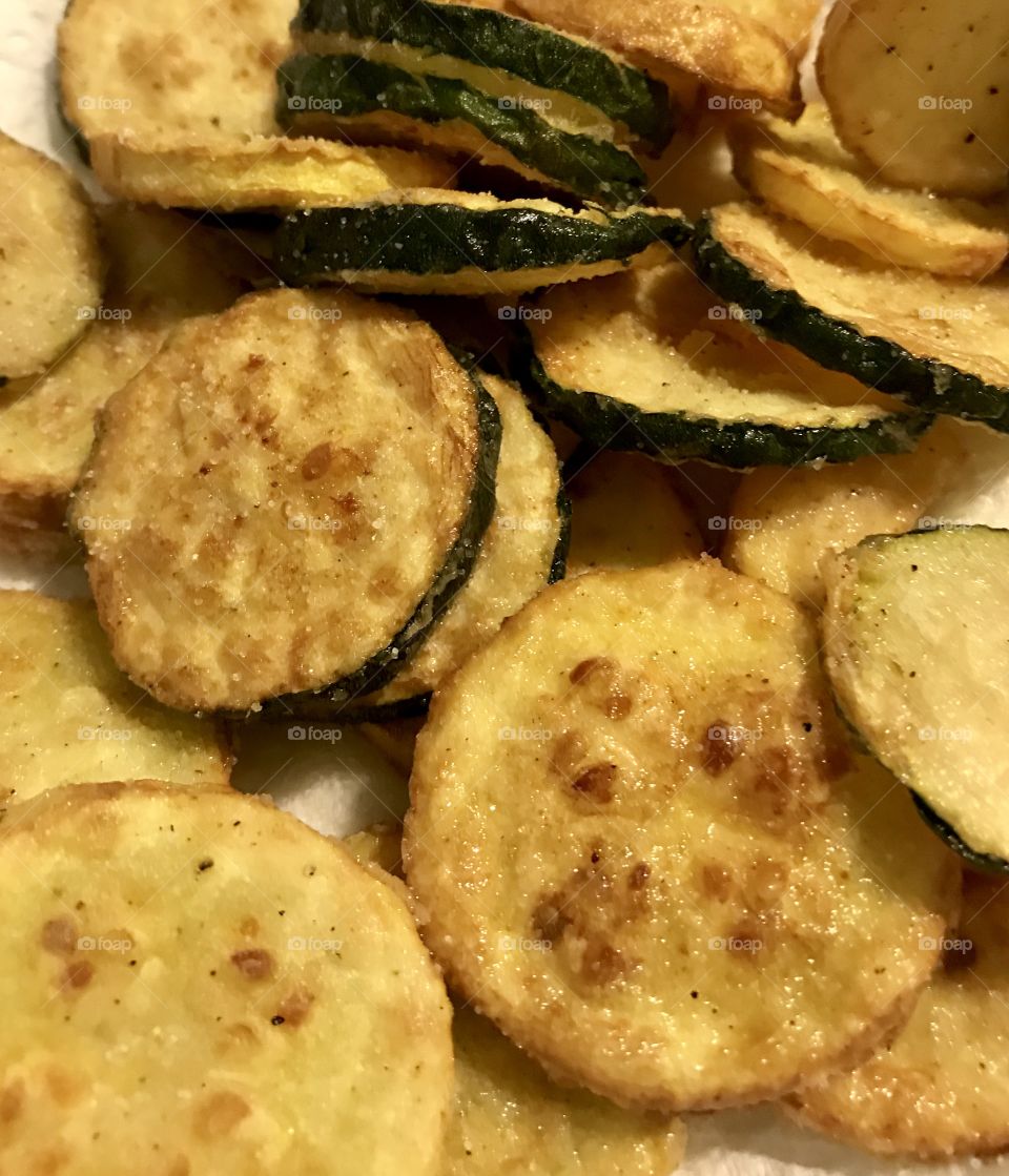 Courgette & Yellow Fried Squash With Tenderized Chicken Breast With Re and Green Bell Pepper From My Garden And Onion, garlic, and White Wine