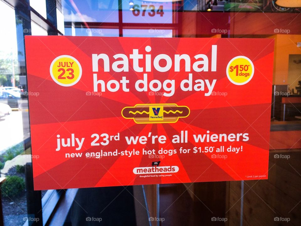 National hot dog day sign 