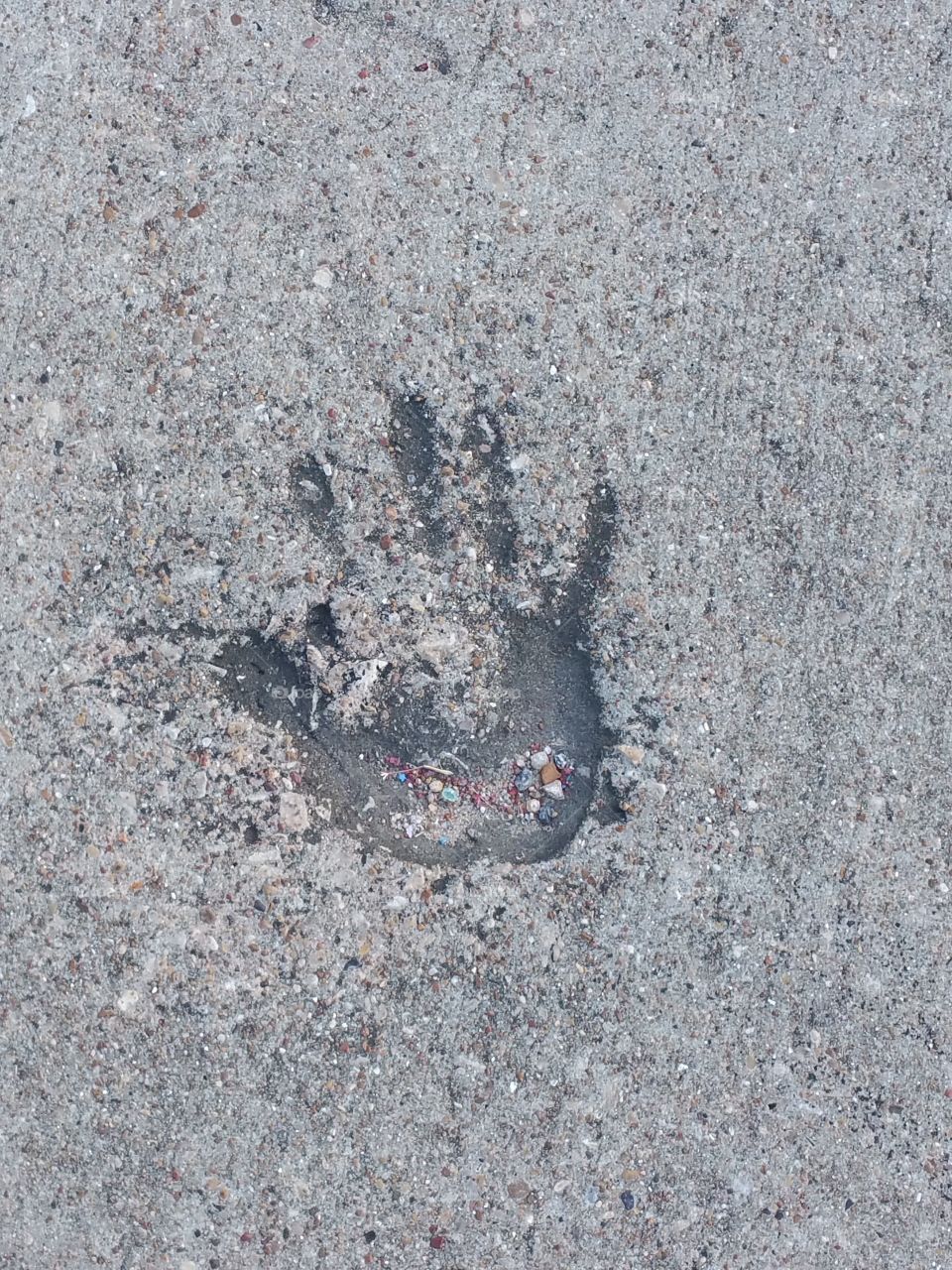 Handprint in the concrete