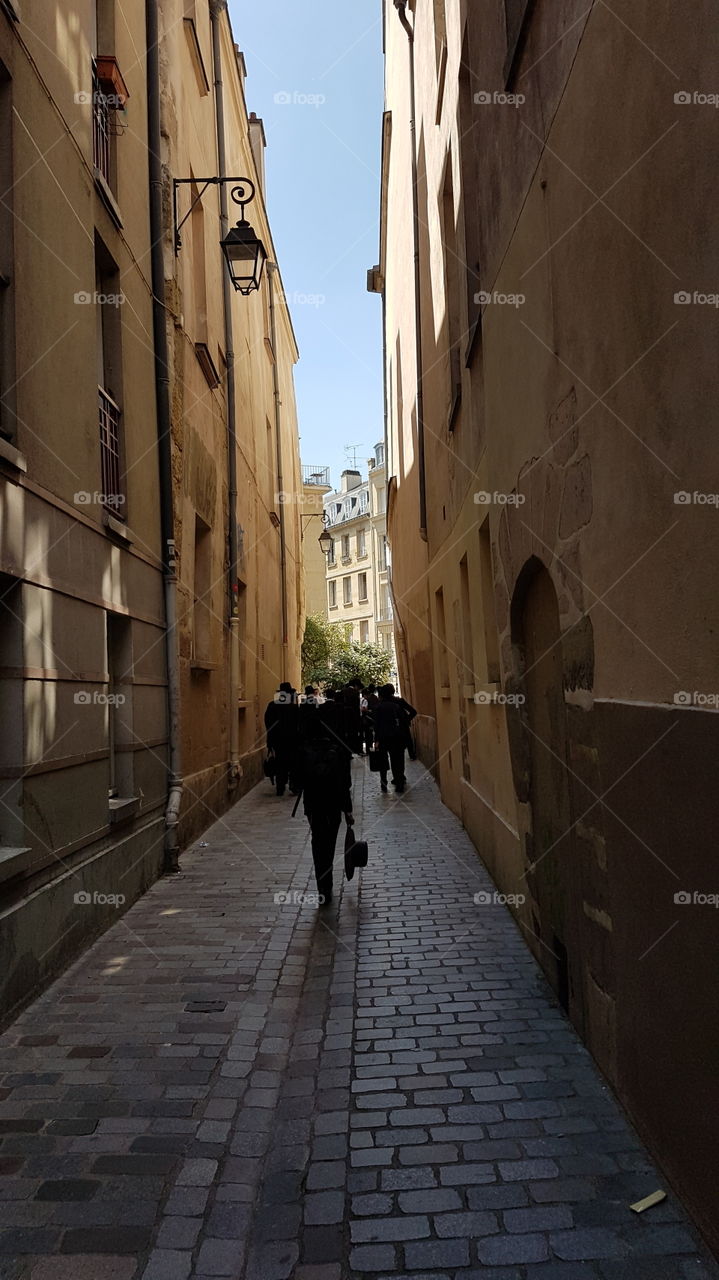 Alley in Paris with orthodox jews