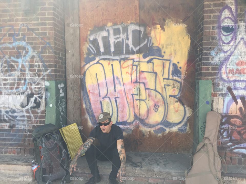 Graffiti, Street, Vandalism, People, Wall