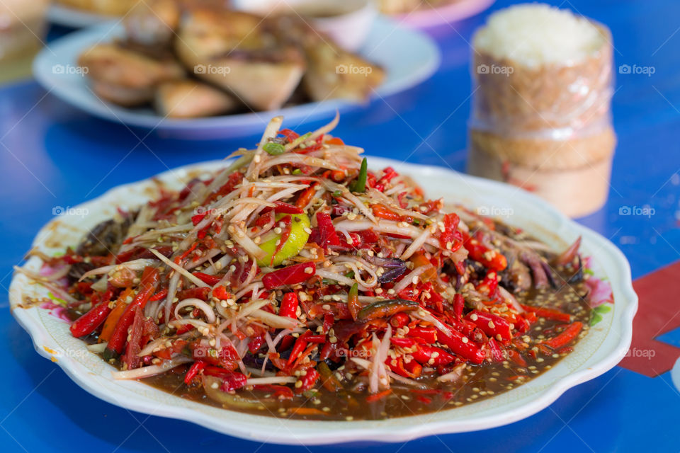 Som tam chilli Thailand food