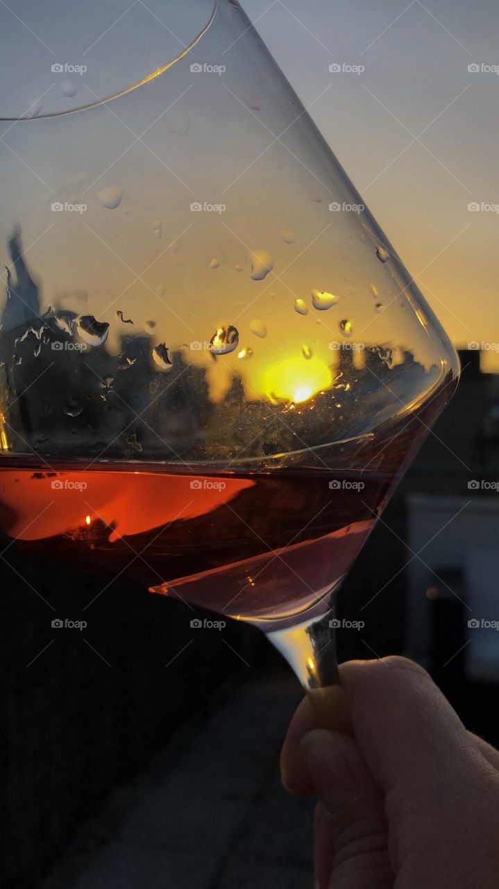 Rosé wine paris sunset