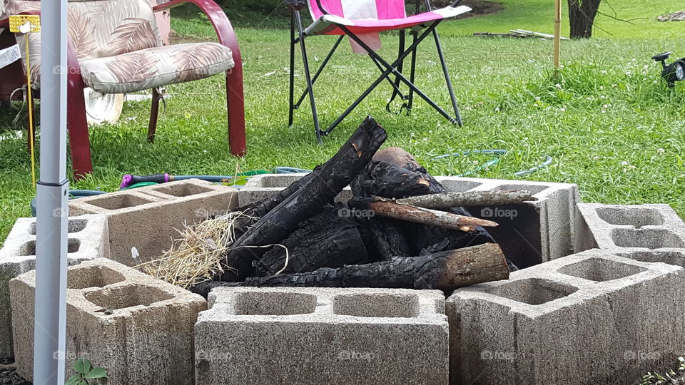 fire pit in summer