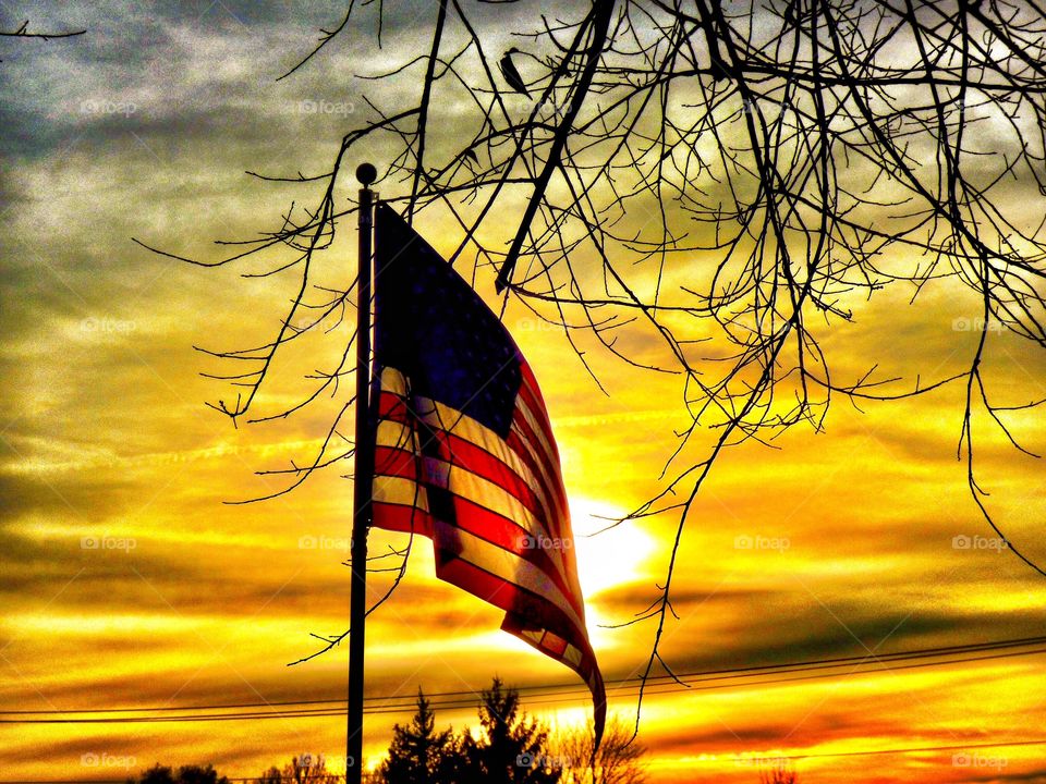 Beautiful flag at sunset
