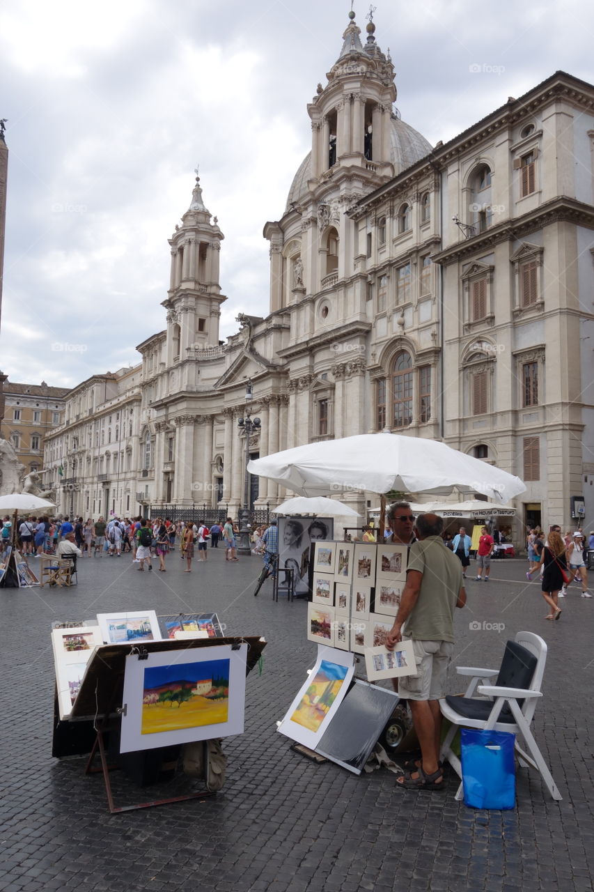 Painters at work in Rome.